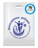 Пакет ПВД с логотипом "Динамичные ребята", Москва, 70 мкм, 30*40, белый