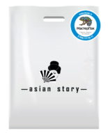 Пакет ПВД с вырубной ручкой и логотипом asian story