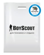 Пакет ПВД, 70 мкм, с вырубной ручкой и логотипом boyscout