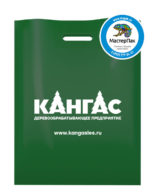 ПВД пакет, 70 мкм, 38*50, с вырубной ручкой и логотипом  Кангас