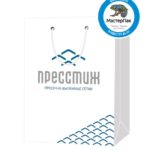 Пакет подарочный, бумажный, 35*25, 200 гр., с люверсами, ручка шнур, с логотипом Пресстиж, Санкт-Петербург  