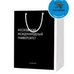 Пакет подарочный, бумажный, 20*30, 200 гр., с люверсами, ручка шнур, с логотипом Московский Международный Университет, Москва  