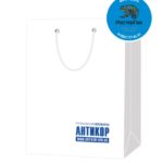 Пакет подарочный, бумажный, 30*40, 200 гр., с люверсами, ручка шнур, с логотипом Антикор, Санкт-Петербург