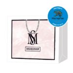 Пакет подарочный, бумажный, 40*30, 200 гр., с люверсами, ручка шнур, с логотипом MIKAELESHOP, Москва  