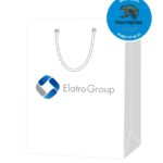 Пакет подарочный, бумажный, 25*36, 200 гр., с люверсами, ручка шнур, с логотипом Elatro Group, Москва  